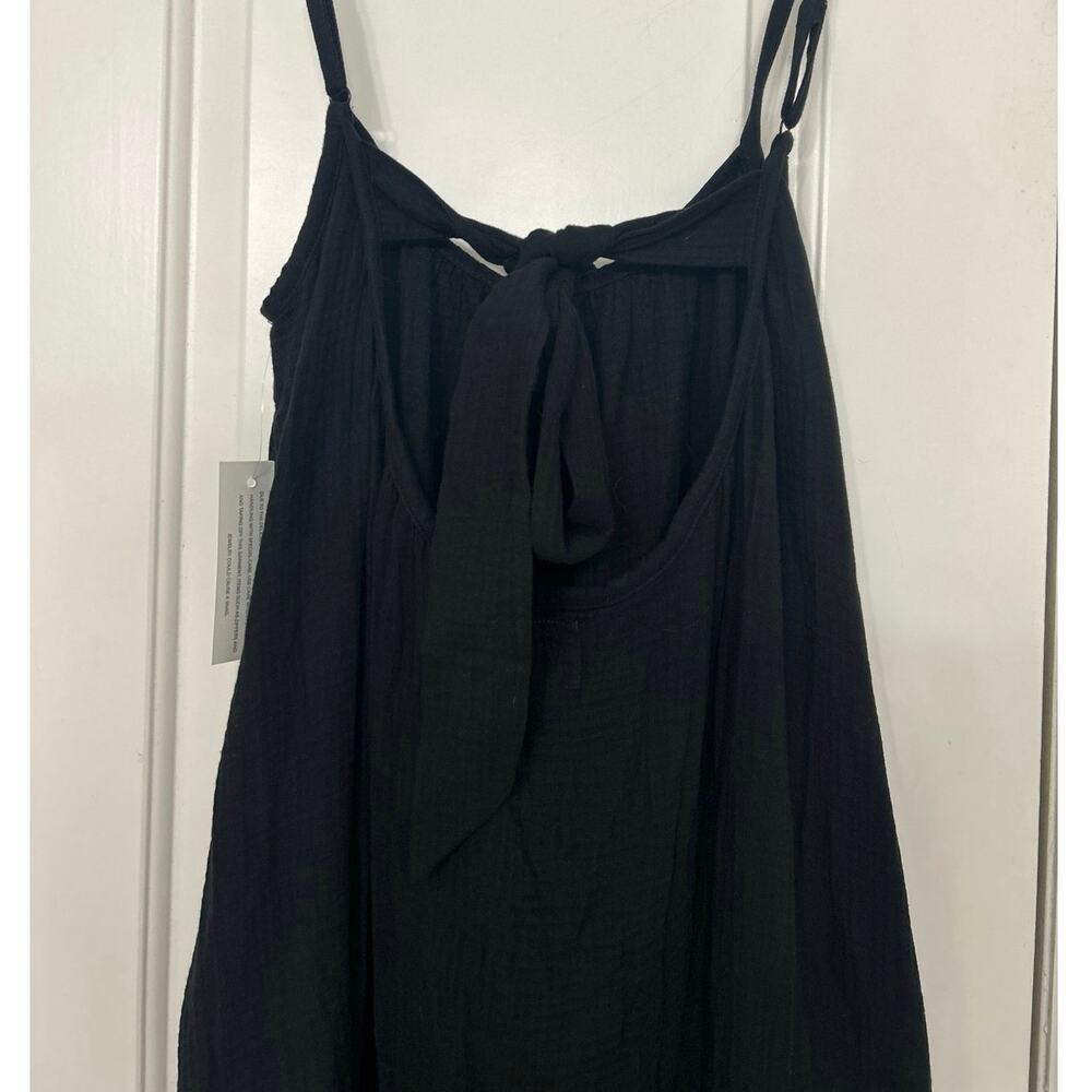 Sol Angeles Black Cotton Gauze Maxi Dress Open Back Beachy Minimalist Resort M/L - Picture 7 of 12